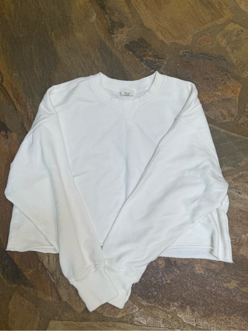 OFFLINE by Aerie White Oversized Cropped Sweatshirt Small